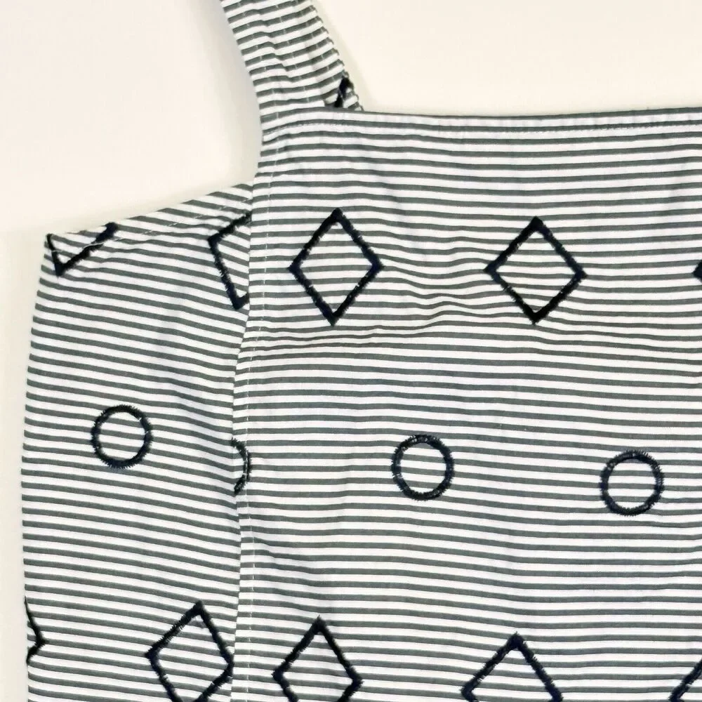 Madewell Blue White Stripe Cut Out Cropped Sleeveless Shirt Top Women's‎ 8 - Picture 2 of 6